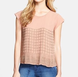 Joie Alvina Blush Beaded Silk Top- EUC, Size Small